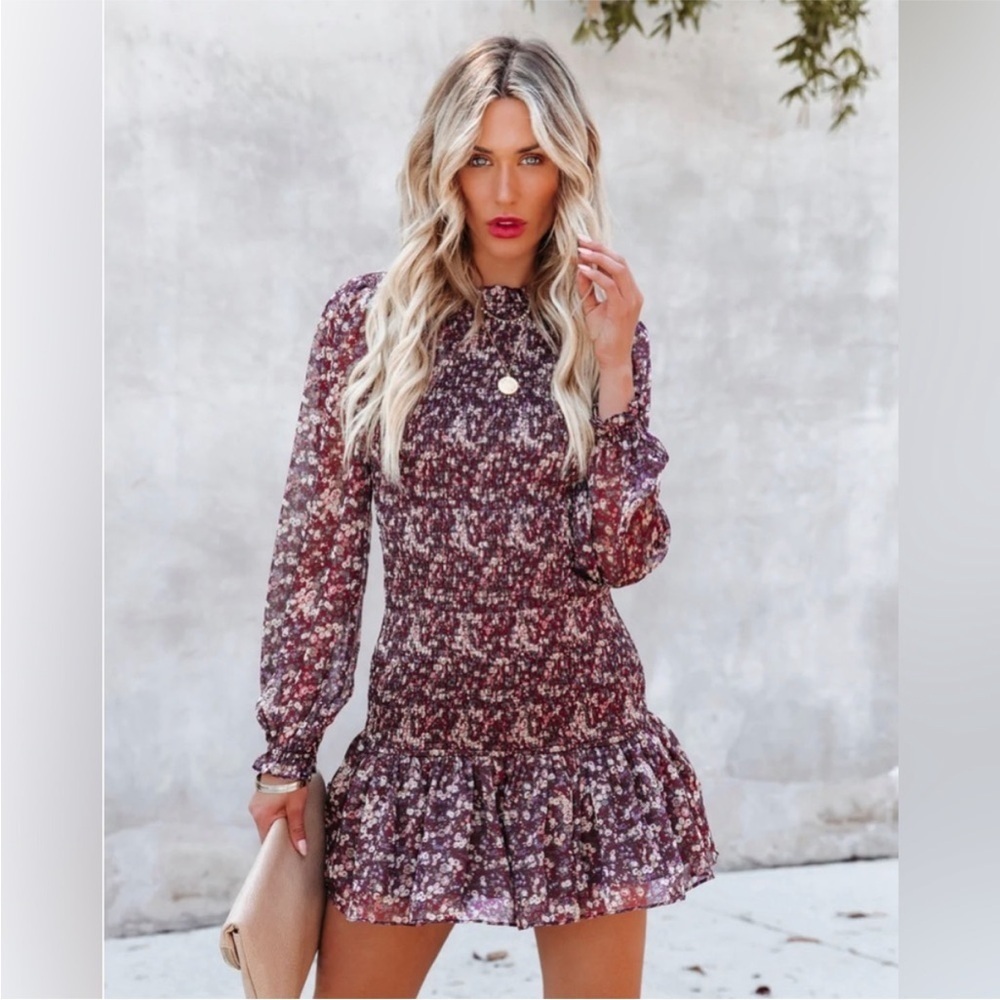 NWT Bohme Floral Smocked Mini Dress Small
